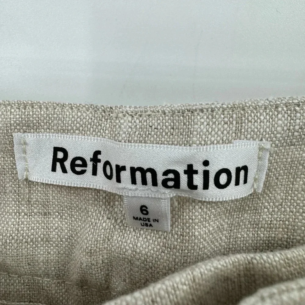 NEW Reformation Mason Wide Linen Trousers Size 6 B2228